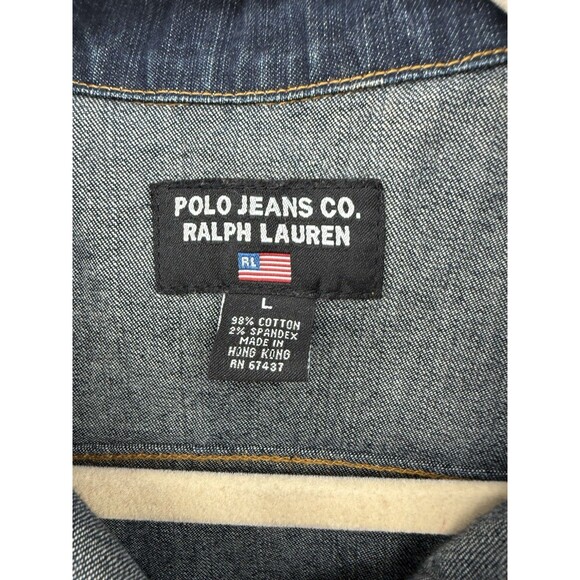 Polo Jeans Co Ralph Lauren Womens Size L Dark Blue Denim Button Up Jean Jacket - Picture 4 of 12
